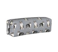 YWSOTRE Pastore australiano Blue Merle Cane Grigio semplice, Astuccio per matite Astuccio per penne Astuccio per matite in pelle portatile con astuccio cosmetico con cerniera