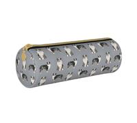 YWSOTRE Pastore australiano Blue Merle Cane Grigio semplice, Astuccio portapenne cilindrico Astuccio portapenne in pelle portatile con astuccio cosmetico con cerniera