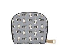 YWSOTRE Pastore australiano Blue Merle Cane Grigio semplice, Custodia per carte in pelle PU Elegante porta carte di credito Porta carte di credito