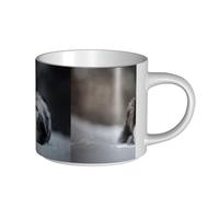 YWSOTRE Pastore australiano invernale bianco neve grigio cani, Tazza in ceramica di grande capacità, tazza da tè, tazza da caffè 450 ml