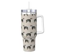 YWSOTRE Pastori australiani carini,Tazza Ice Bully da 40 oz con manico, in acciaio inossidabile, con borraccia