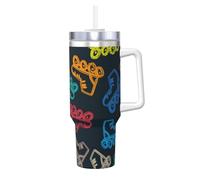 YWSOTRE Pattini colorati e luminosi,Tazza Ice Bully da 40 oz con manico, in acciaio inossidabile, con borraccia