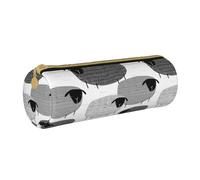 YWSOTRE Pecore divertenti su sfondo grigio, Astuccio portapenne cilindrico Astuccio portapenne in pelle portatile con astuccio cosmetico con cerniera