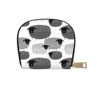 YWSOTRE Pecore divertenti su sfondo grigio, Custodia per carte in pelle PU Elegante porta carte di credito Porta carte di credito
