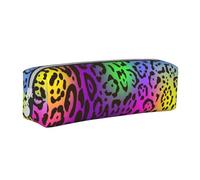 YWSOTRE Pelle di giaguaro arcobaleno, Astuccio per matite Astuccio per penne Astuccio per matite in pelle portatile con astuccio cosmetico con cerniera