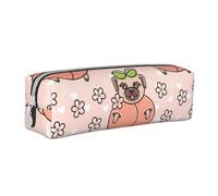 YWSOTRE Pesca rosa canina, Astuccio per matite Astuccio per penne Astuccio per matite in pelle portatile con astuccio cosmetico con cerniera