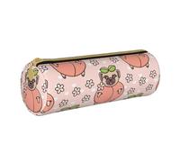 YWSOTRE Pesca rosa canina, Astuccio portapenne cilindrico Astuccio portapenne in pelle portatile con astuccio cosmetico con cerniera