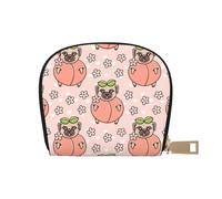 YWSOTRE Pesca rosa canina, Custodia per carte in pelle PU Elegante porta carte di credito Porta carte di credito