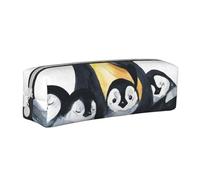 YWSOTRE Pinguini imperatore con i bambini nella neve, Astuccio per matite Astuccio per penne Astuccio per matite in pelle portatile con astuccio cosmetico con cerniera