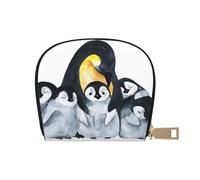 YWSOTRE Pinguini imperatore con i bambini nella neve, Custodia per carte in pelle PU Elegante porta carte di credito Porta carte di credito
