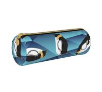 YWSOTRE Pinguino astratto del poligono, Astuccio portapenne cilindrico Astuccio portapenne in pelle portatile con astuccio cosmetico con cerniera