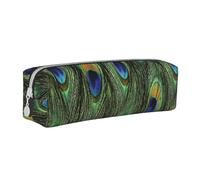 YWSOTRE Piume della coda del pavone, Astuccio per matite Astuccio per penne Astuccio per matite in pelle portatile con astuccio cosmetico con cerniera