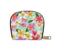 YWSOTRE Plumeria floreale dei fiori tropicali dell'acquerello, Custodia per carte in pelle PU Elegante porta carte di credito Porta carte di credito
