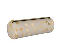 YWSOTRE Pois glitter beige e oro, Astuccio portapenne cilindrico Astuccio portapenne in pelle portatile con astuccio cosmetico con cerniera