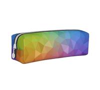 YWSOTRE Poligonale multicolore composta da triangoli arcobaleno, Astuccio per matite Astuccio per penne Astuccio per matite in pelle portatile con astuccio cosmetico con cerniera
