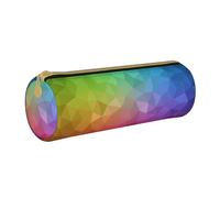 YWSOTRE Poligonale multicolore composta da triangoli arcobaleno, Astuccio portapenne cilindrico Astuccio portapenne in pelle portatile con astuccio cosmetico con cerniera