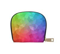 YWSOTRE Poligonale multicolore composta da triangoli arcobaleno, Custodia per carte in pelle PU Elegante porta carte di credito Porta carte di credito