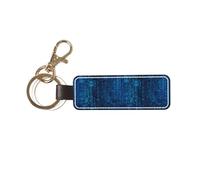 YWSOTRE Programmatore Codice binario blu, Portachiavi in pelle PU, portachiavi con anello portachiavi, organizer, 1 pz