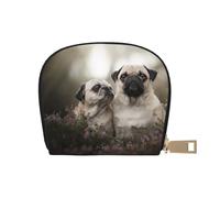 YWSOTRE Pug Dogs Famiglia Bokeh Madre e Cucciolo Cani Animali domestici, Custodia per carte in pelle PU Elegante porta carte di credito Porta carte di credito
