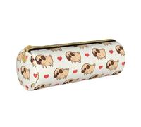YWSOTRE Pugliese Pug, Astuccio portapenne cilindrico Astuccio portapenne in pelle portatile con astuccio cosmetico con cerniera