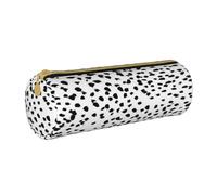 YWSOTRE Punti spot dalmata con stampa animalier in bianco e nero, Astuccio portapenne cilindrico Astuccio portapenne in pelle portatile con astuccio cosmetico con cerniera