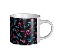 YWSOTRE Punto interrogativo al neon senza soluzione di continuità, Tazza in ceramica di grande capacità, tazza da tè, tazza da caffè 450 ml