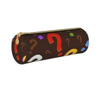 YWSOTRE Punto interrogativo colorato, Astuccio portapenne cilindrico Astuccio portapenne in pelle portatile con astuccio cosmetico con cerniera