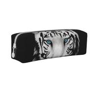 YWSOTRE Pupilla Blu Tigre Bianca, Astuccio per matite Astuccio per penne Astuccio per matite in pelle portatile con astuccio cosmetico con cerniera