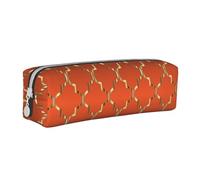 YWSOTRE Quadrifoglio D'oro Su Arancio Bruciato, Astuccio per matite Astuccio per penne Astuccio per matite in pelle portatile con astuccio cosmetico con cerniera