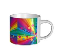 YWSOTRE Raggi di coriandoli arcobaleno e stelle, Tazza in ceramica di grande capacità, tazza da tè, tazza da caffè 450 ml