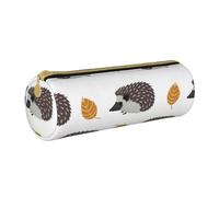 YWSOTRE Riccio delle foglie di autunno, Astuccio portapenne cilindrico Astuccio portapenne in pelle portatile con astuccio cosmetico con cerniera