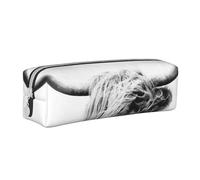 YWSOTRE Ritratto Di Una Mucca Dell'altopiano, Astuccio per matite Astuccio per penne Astuccio per matite in pelle portatile con astuccio cosmetico con cerniera