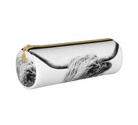 YWSOTRE Ritratto Di Una Mucca Dell'altopiano, Astuccio portapenne cilindrico Astuccio portapenne in pelle portatile con astuccio cosmetico con cerniera