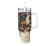 YWSOTRE Ritratto realistico del cane da montagna bernese Berner,Tazza Ice Bully da 40 oz con manico, in acciaio inossidabile, con borraccia