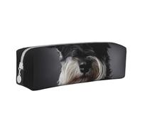 YWSOTRE Ritratto Schnauzer grigio scuro, Astuccio per matite Astuccio per penne Astuccio per matite in pelle portatile con astuccio cosmetico con cerniera