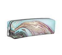 YWSOTRE Roccia del geode dell'agata arcobaleno, Astuccio per matite Astuccio per penne Astuccio per matite in pelle portatile con astuccio cosmetico con cerniera