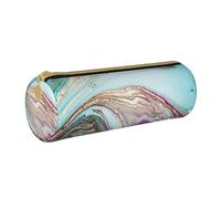 YWSOTRE Roccia del geode dell'agata arcobaleno, Astuccio portapenne cilindrico Astuccio portapenne in pelle portatile con astuccio cosmetico con cerniera