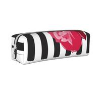 YWSOTRE Rosa Rossa Sulle Note Musicali Del Piano, Astuccio per matite Astuccio per penne Astuccio per matite in pelle portatile con astuccio cosmetico con cerniera