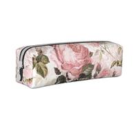 YWSOTRE Rose rosa seppia vintage shabby chic, Astuccio per matite Astuccio per penne Astuccio per matite in pelle portatile con astuccio cosmetico con cerniera