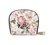 YWSOTRE Rose rosa seppia vintage shabby chic, Custodia per carte in pelle PU Elegante porta carte di credito Porta carte di credito