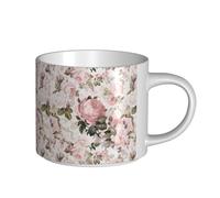YWSOTRE Rose rosa seppia vintage shabby chic, Tazza in ceramica di grande capacità, tazza da tè, tazza da caffè 450 ml