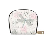 YWSOTRE Rose Shabby Chic della libellula indossate vecchio floreale vintage, Custodia per carte in pelle PU Elegante porta carte di credito Porta carte di credito