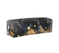 YWSOTRE Rottweiler Sleeping Dogs Animali Cuccioli Piccoli, Astuccio per matite Astuccio per penne Astuccio per matite in pelle portatile con astuccio cosmetico con cerniera