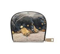YWSOTRE Rottweiler Sleeping Dogs Animali Cuccioli Piccoli, Custodia per carte in pelle PU Elegante porta carte di credito Porta carte di credito