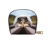YWSOTRE Rough Collie Bokeh Railway Cani Animali domestici ruvidi, Custodia per carte in pelle PU Elegante porta carte di credito Porta carte di credito