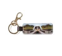 YWSOTRE Rough Collie Bokeh Railway Dogs Animali domestici Ruvidi, Portachiavi in pelle PU, portachiavi con anello portachiavi, organizer, 1 pz