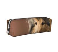 YWSOTRE Rough Collie Lassie Cani Grandi cani soffici Animali domestici, Astuccio per matite Astuccio per penne Astuccio per matite in pelle portatile con astuccio cosmetico con cerniera