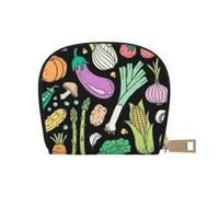 YWSOTRE Scarabocchio Dell'alimento Delle Verdure Su Buio, Custodia per carte in pelle PU Elegante porta carte di credito Porta carte di credito