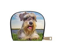 YWSOTRE Schnauzer Lawn Pets Cani grigi Chnauzer, Custodia per carte in pelle PU Elegante porta carte di credito Porta carte di credito