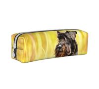 YWSOTRE Schnauzer nano animali domestici cani neri, Astuccio per matite Astuccio per penne Astuccio per matite in pelle portatile con astuccio cosmetico con cerniera